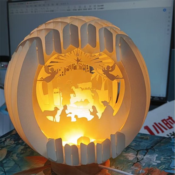 FastXmas LED Light Up Nativity Scene Indoor for Tabletop,Handcrafted Paper Christmas Nativity Scene Decorations, Small Nativity Easter,Christmas Story Gifts,Gifts for People Fireplace Bedroom Decor