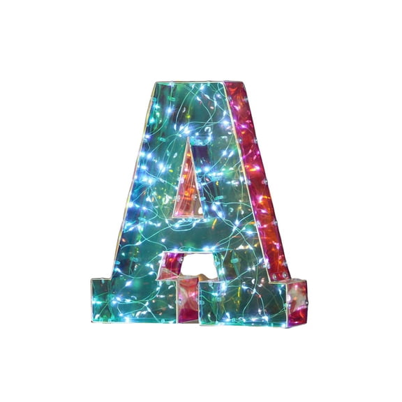 FastXmas LED Marquee Letter Lights Light Up Letters Alphabet Letter Sign Battery Powered for Night Light Birthday Party Wedding Gifts Home Bar Christmas Decoration(A)