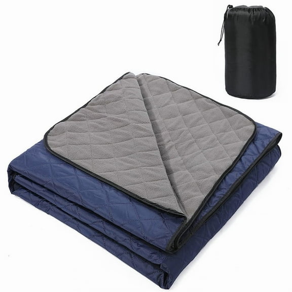 FastXmas Large Outdoor Picnic Blanket, 3-Layer Thicken 200 GSM Quilted Fleece Stadium Blanket, Waterproof Windproof Foldable Camping Blanket Machine Washable Warm Blanket for Pet Beach Travel(57"x79")
