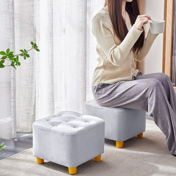 FastXmas Low Height Stool 9x11 Inch Non-Slip Small Stool Plain Color Cloth Mat with Big Snap Tirm and Slient Foot Mat Low Stool for Home Bedroom Shoe Changing Garage Cushion Carpet Camping Seating