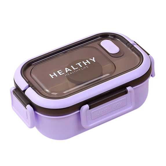 FastXmas Lunch Box, Portable 2-Tier Bento Box 1.2L - Divided Lunch Container with Handle & Microwave Safe Design for Office and Home(Purple)