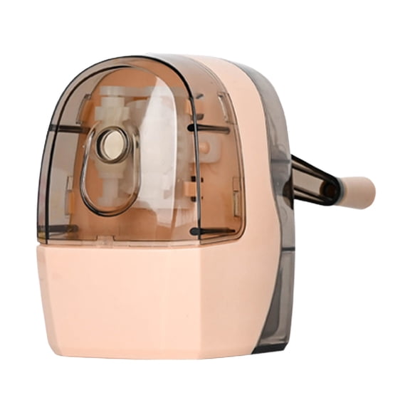 FastXmas Manual Pencil Sharpener, Hand Crank Automatic Pen Entry, Anti-Slip Design, Clear Window Pencils Sharpener for Classroom, Home, Office College(Pink)