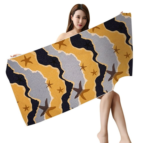 FastXmas Microfiber Beach Towel, Colorful Starfish Print Sand Free Beach Towel, Soft Lightweight Quick Dry Bath Towel Oversized Super Absorbent Swimming Pool Towel for Camping Vacation(30"x59")