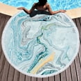 thumbnail image 1 of FastXmas Microfiber Round Beach Towel, 59" Quicksand Liquid Marble Print Beach Blanket with Tassels, Sand Free Lightweight Circle Bath Towels Quick Dry Water Absorbent Pool Towel Soft Picnic Mat, 1 of 4