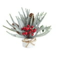 thumbnail image 1 of FastXmas Mini Christmas Tree Table Decorations, Artificial Snowy White Trees with Red Berries Pine Cone Greenery Tabletop Centerpiece for Home Office Room Holiday Decorations, 1 of 6