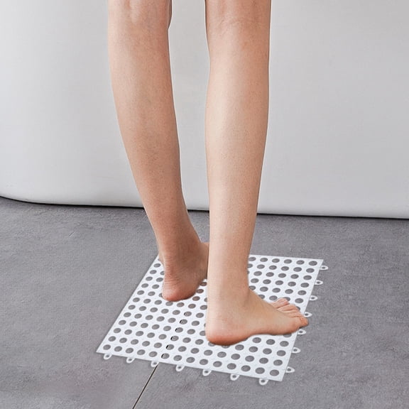 FastXmas Modular Interlocking Cushion, 11.8" x 11.8" Plastic Floor Tiles with Holes, Non-Slip Splicing Drainage Mat for Pool Shower Bathroom Kitchen Patio Balcony Yard Pet Area(1 Pack)