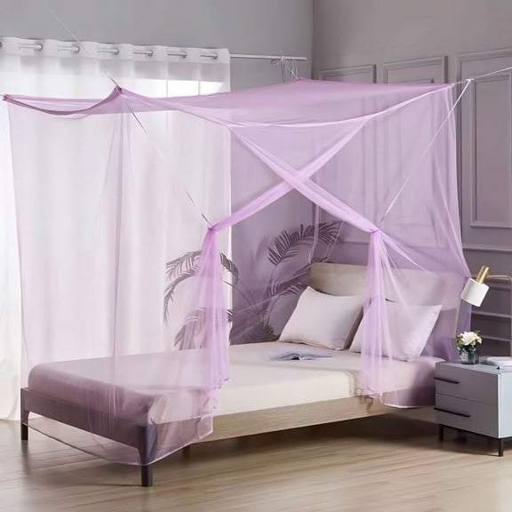 FastXmas Mosquito Net Bed Canopy, Fine Mesh Single Opening Rectangular Mosquito Netting with Hanging Loops, Cozy Breathable Decorative Bed Curtain for Adults & Girls Bedroom (71"Lx65"Wx79"H)