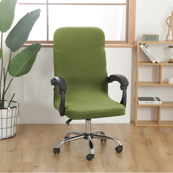 FastXmas Office Chair Cover, Stretchable Solid Color Computer Chair Slipcovers with Zipper, Soft Breathable Dust-proof High Back Chair Spandex Cover Removable Washable Universal Desk Chair Protector