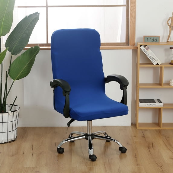 FastXmas Office Chair Cover, Stretchable Solid Color Computer Chair Slipcovers with Zipper, Soft Breathable Dust-proof High Back Chair Spandex Cover Removable Washable Universal Desk Chair Protector