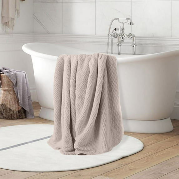 FastXmas Oversized Bath Towel, Soft Thick 600 GSM Checkered Jacquard Coral Velvet Bath Sheet, Highly Absorbent and Quick Dry Shower Towels Microfiber Travel Towel for Bathroom Beach Spa Gym(35"x67")