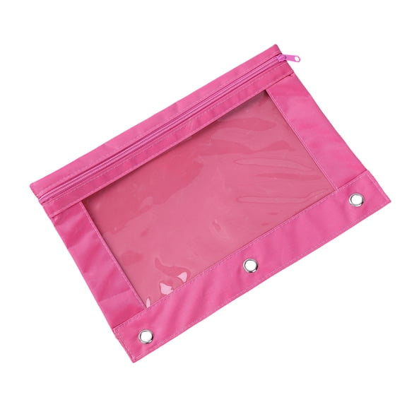 FastXmas Pencil Pouch for 3 Ring Binder, 9.8"x7", Smooth Zipper, Clear Window, Large Capacity Pencil Case with 3 Reinforced Grommets for Office, Work Supplies Storage