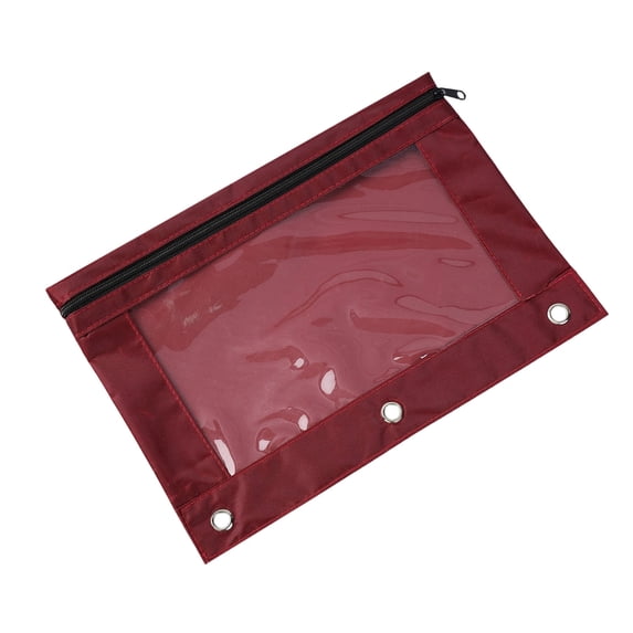 FastXmas Pencil Pouch for 3 Ring Binder, 9.8"x7", Smooth Zipper, Clear Window, Large Capacity Pencil Case with 3 Reinforced Grommets for Office, Work Supplies Storage