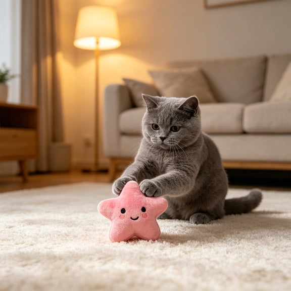 FastXmas Pet Bite Squeaky Toys Smile Star Cute Stuffed Toys for Dogs Biting BB Sound Chew Squeaker Star Shape Plush Toy for Cats & Small Animals Exercise Entertainment (Star)