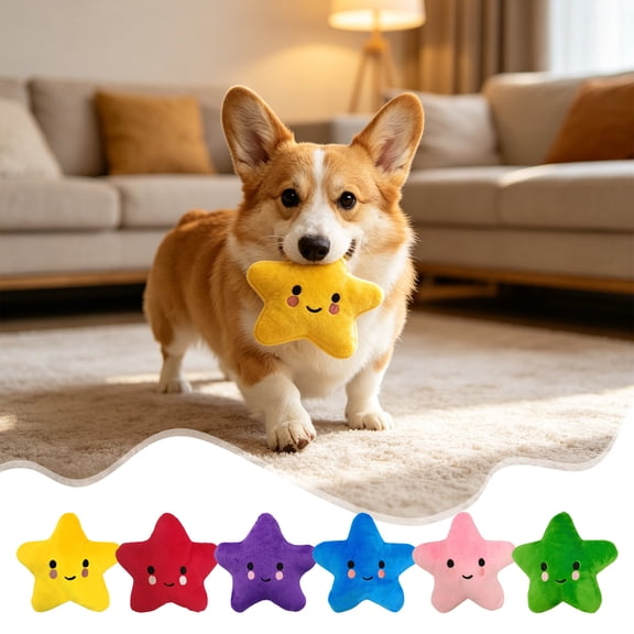 FastXmas Pet Bite Squeaky Toys Smile Star Cute Stuffed Toys for Dogs Biting BB Sound Chew Squeaker Star Shape Plush Toy for Cats & Small Animals Exercise Entertainment (Star)