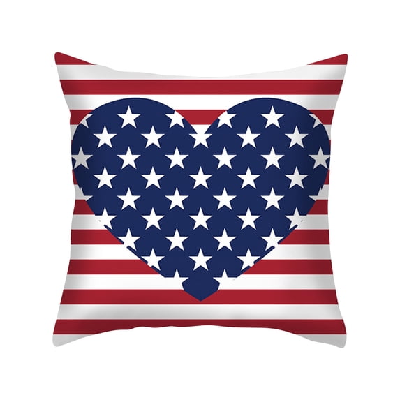 FastXmas Pillow Covers, 4th of July Pillow Cases, US Blue Red and White Patriotic Pillow Cover, Machine Washable Double Printed for Home Sofa Living Room Decor, 18x 18 Inch