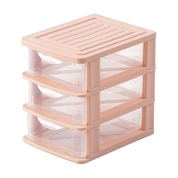 FastXmas Plastic Drawers - 3 Layer Small Desktop Organizer with Transparent Drawers, Tabletop Storage Box for Home, Office, Stationery, Jewelry and Cosmetics(6.8 Inch)
