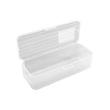FastXmas Plastic Pencil Box, Large Capacity Clear Pencil Case with Snap-tight Lid, Stackable Design Pen Container Transparent Stationery Storage Box Multi-functional Desk Organizer Office Supplies