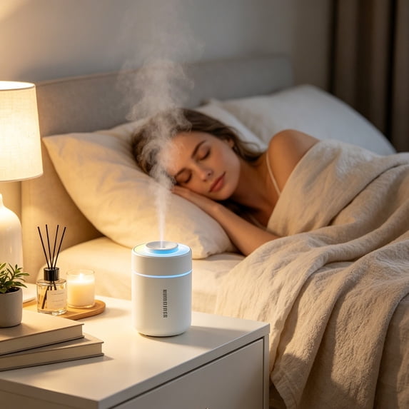 FastXmas Portable Mini Humidifier USB Desktop Cool Mist Humidifier With Changing Night Light Large Mist Volume Quiet & Small Humidifier For Car Home Office Bedroom