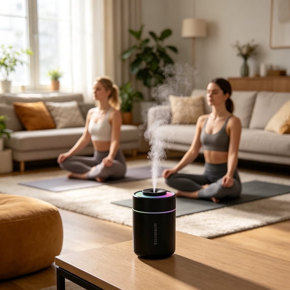 FastXmas Portable Mini Humidifier USB Desktop Cool Mist Humidifier With Changing Night Light Large Mist Volume Quiet & Small Humidifier For Car Home Office Bedroom
