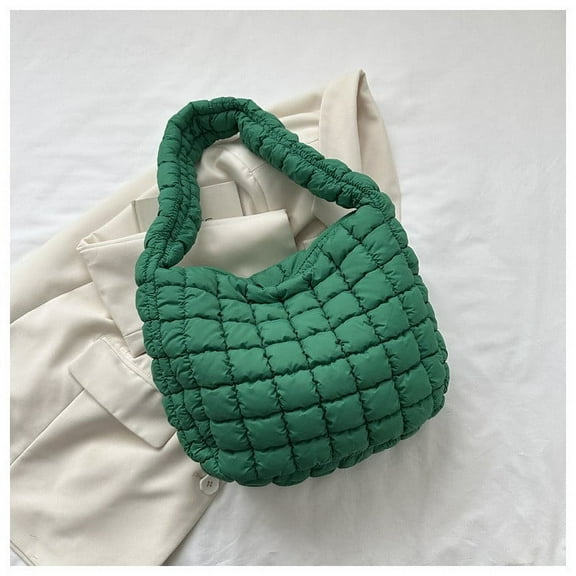 FastXmas Quilted Puffer Crossbody Shoulder Bag,7.9 x 3.9 Inch Tote Bag Purse Puffy Bag,Soft and Lightweight Nylon Bag,Hobo Bag,Puffer Durable Carryall Bag for Women Girl and Boy Portable Bag