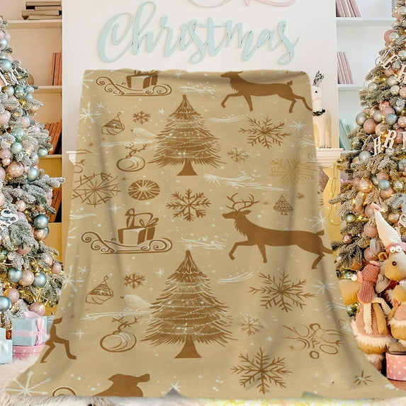 FastXmas Red Christmas Throw Flannel Blanket Super Soft Flannel Fleece Blanket for Bed Sofa Couch Thick Winter Holiday Warm Cozy Christmas Decorative Blanket