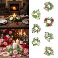 thumbnail image 1 of FastXmas Rose Candle Rings - Artificial Rose Floral Wreaths with Eucalyptus Leaves Greenery Garland for Pillar Candleholders for Wedding Centerpiece Party Home Table Decoration(7.8 Inch), 1 of 7