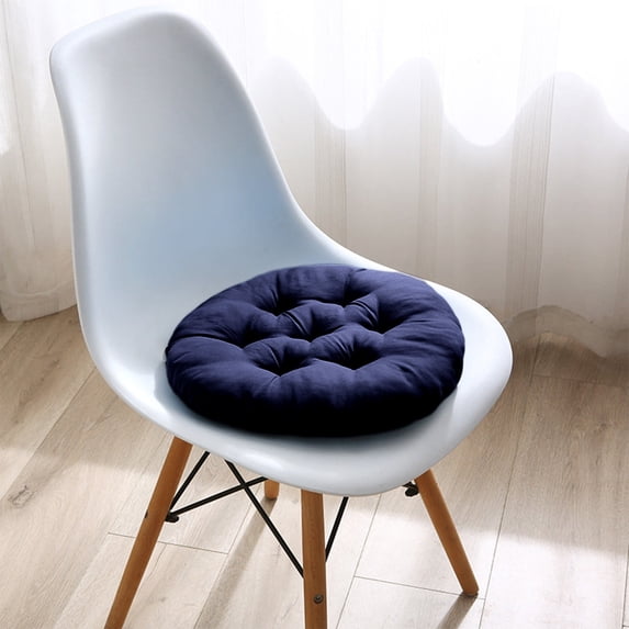 FastXmas Round Seat Cushion, 17.7 inch Solid Color Thicken Plush Tatami Floor Pillow, Soft Comfy Cotton Filled Textured Chair Seat Pad Non-Slip Large Meditation Cushion for Living Room Office