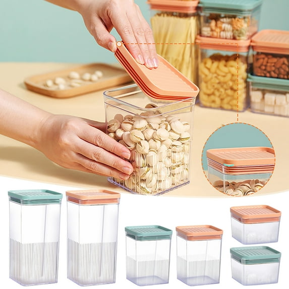FastXmas Sealed Clear Storage Tank,Large Plastic Bulk Food Storage Containers with Lids for Flour, Sugar, Nut, Rice, Cereal, Noodles - Leakproof, BPA-Free Plastic Canisters for Kitchen(3.5x7 In)