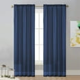 thumbnail image 1 of FastXmas Sheer Curtains 63 Inches Long, Light Filtering Solid Color Window Translucent Curtain Panels, Elegant Rod Pocket Curtains Drapes for Living Room Bedroom, 2 Panels, 52" W x 63" L,Navy, 1 of 5