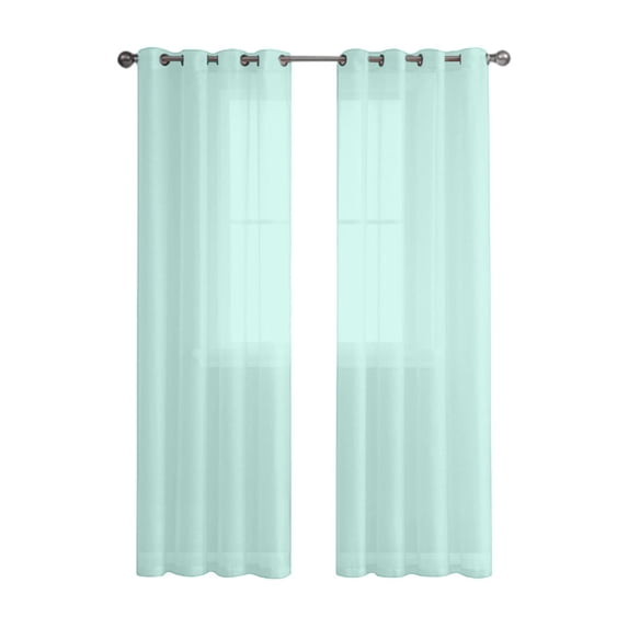 FastXmas Sheer Curtains 98.5 Inches Long, Light Filtering Solid Color Window Translucent Curtain Panels, Elegant Rod Pocket Curtains Drapes for Living Room Bedroom, 2 Panels, 39" W x 98.5" L,Blue