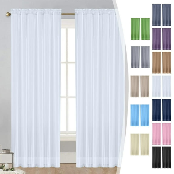 FastXmas Sheer Curtains Semi Transparent Voile Rod Pocket Curtains for Bedroom and Living Room, 52 x 84 inches Long 1 Panel
