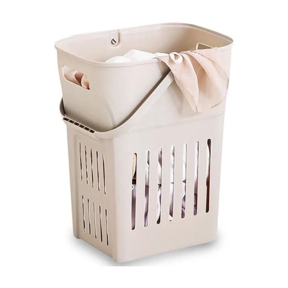 FastXmas Slim Laundry Hamper Handles Collapsible Laundry, Dirty Clothes Storage Floor-standing Household Bathroom Storage Basket for Home Use(24.3 L)
