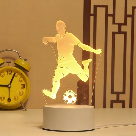 FastXmas Soccer Night Light, 3D Illusion Night Lamp, USB LED Table Lamp Smart Touch Dimmer Lights Warm Light Decor Lamp, Room Decor, Gifts for Boys and Girls(8.5*3.7 Inch)