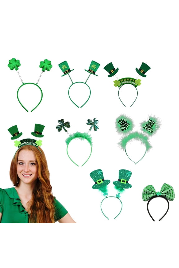 St.Patrick's Day Headbands Green Striped Plaid Irish Shamrock Hair Accessories, Clover Wide Knot Headband for Women Gifrs Gifts HairHoop Decor(4.1 Inch)