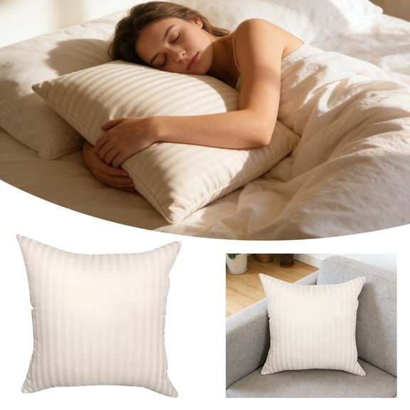 FastXmas Striped Fabric Throw Pillow, 15.7*15.7 Inch Farmhouse Pillow Cotton Core, Stripe Pillow Home Decor for Sofa Couch Living Room Bedroom, Pinstripe Pillow Inner Lining