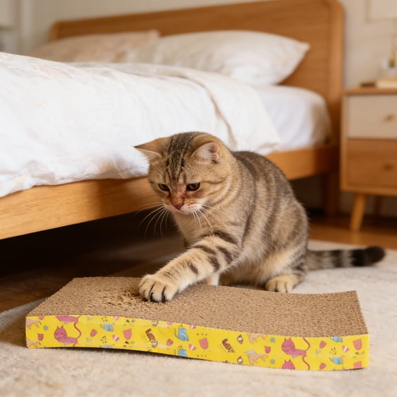 FastXmas Thickened Cat Scratcher, Durable Scratch Pad, Corrugated Cardboard Scratching Board for Indoor Cats, Heavy Duty, Double-Sided Usability, Recyclable, 1 Pack