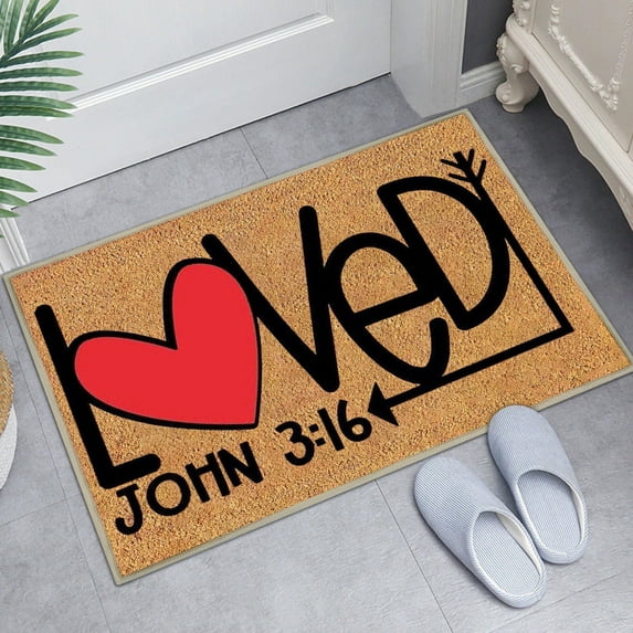 FastXmas Valentine's Day Doormat Decoration, Household Antislip Welcome Door Mat for Indoor Outdoor Front Door Bathroom Entrance Mat Carpet for Valentine, Christmas 15.7" x 23.6"