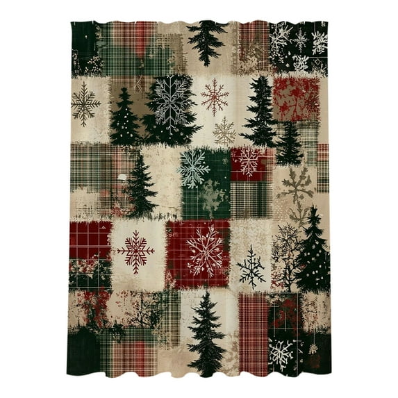 FastXmas Winter Christmas Snowman Shower Curtain,Merry Christmas Holiday Xmas Forest Rustic Farmhouse Bathroom Curtain,Santa,Printing Waterproof Washable Ployster Curtain for Bathroom,Door 71"x59"