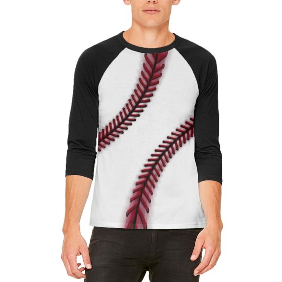 Fastball Baseball Mens Raglan T Shirt White-Black SM