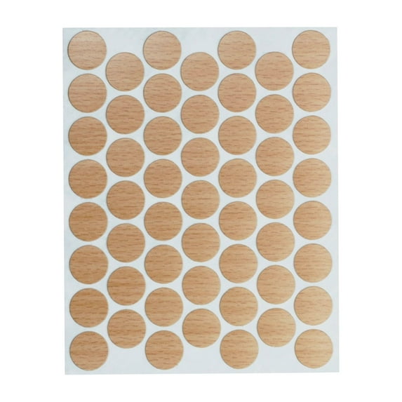 Fastcap 9/16" Self Adhesive Screw PVC Cap Covers Beech, 53 Pack