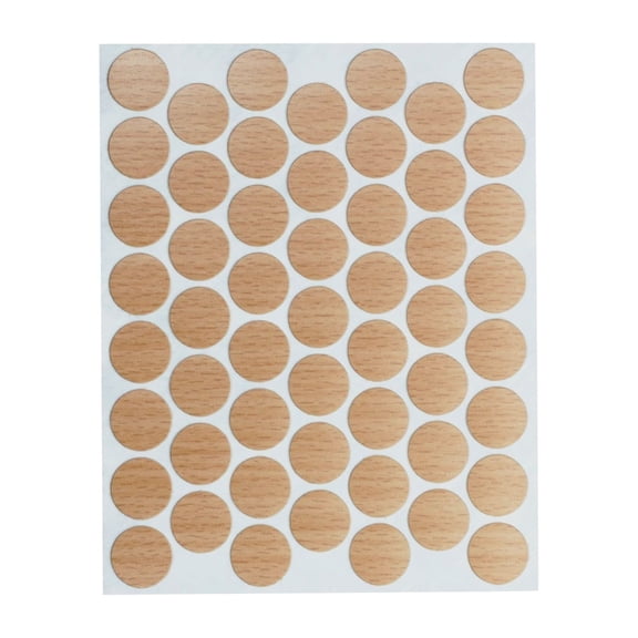 Fastcap 9/16" Self Adhesive Screw PVC Cap Covers Beech, 53 Pack