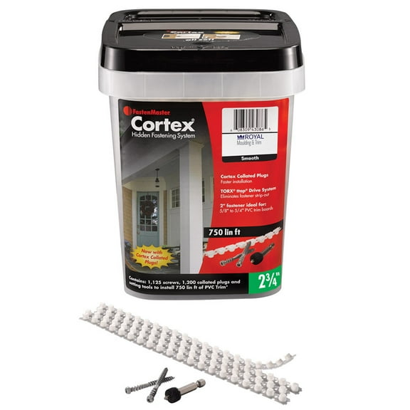 Fastenmaster 5007006 Cortex No. 8 x 2.75 in. Star Coated Trim Screws with Plugs, 1125 Per Box
