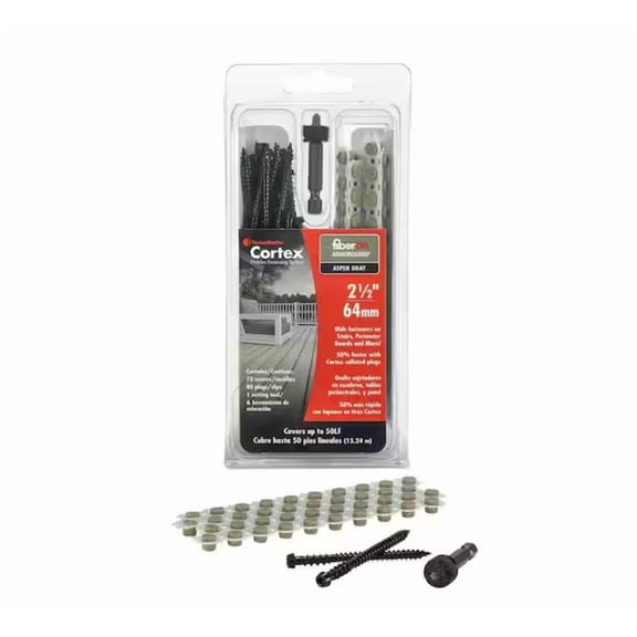 FastenMaster Collated Cortex Hidden Fastening System for Fiberon ArmorGuard Decking - 2-1/2 in. screws & plugs in Aspen Gray (50 LF)