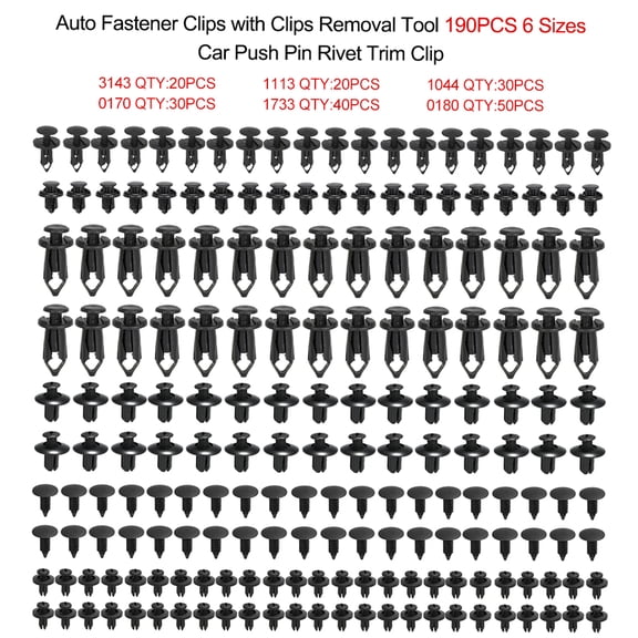 Fastener Clips,Car Retainer Rivet Clips Pin Wotao 190pcs 6 Retainer Clips Sizes Car Push Auto Kit Ktoo Car Retainer Kit Ktoo