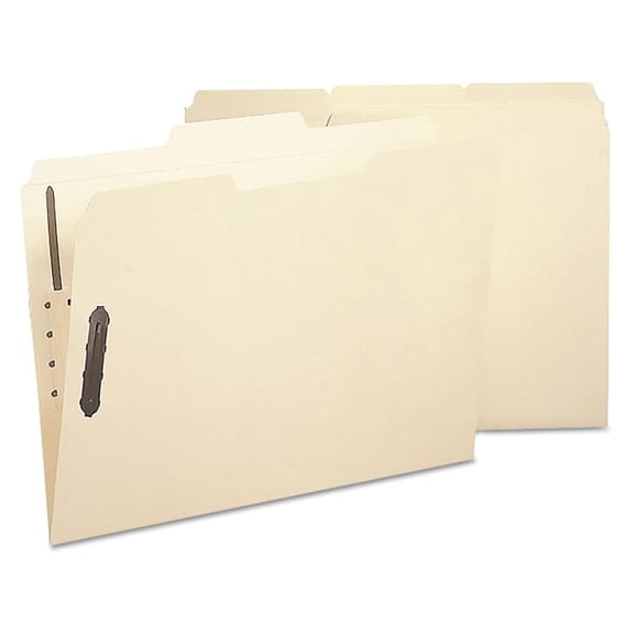 Fastener Folder, 2 Fasteners, 1/3-Cut Tab, Letter Size, Manila, 24 per Box (10545)