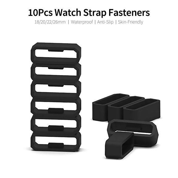 Fastener,Watch Band Loops White Secure Watch Band 10pcs 18mm Silicone Compatible With Watch Band Loops Compatible Baoe Huiop