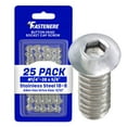 thumbnail image 1 of Fastenere Button Head Socket Cap Screws - 1/4-28 x 5/8" (25 Pack) Stainless Steel 18-8, Full Thread, Bright Plain Finish, Corrosion-Resistant, Machine Thread, Easy to Install w/ Allen Socket Drive, 1 of 7