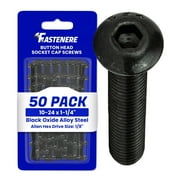 Fastenere Button Head Socket Cap Screws - 10-24 x 1-1/4" (50-Pcs) Alloy Steel, Fully Threaded, Fine Black Oxide Finish, Corrosion-Resistant, Machine Thread, Easy to Install w/ Allen Hex Drive