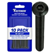 Fastenere Button Head Socket Cap Screws - 10-24 x 3" (10-Pcs) Alloy Steel, Fully Threaded, Fine Black Oxide Finish, Corrosion-Resistant, Machine Thread, Easy to Install w/ Allen Hex Drive