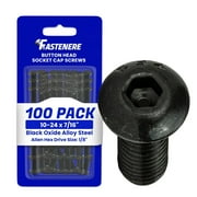 Fastenere Button Head Socket Cap Screws - 10-24 x 5/16" (100-Pcs) Alloy Steel, Fully Threaded, Fine Black Oxide Finish, Corrosion-Resistant, Machine Thread, Easy to Install w/ Allen Hex Drive